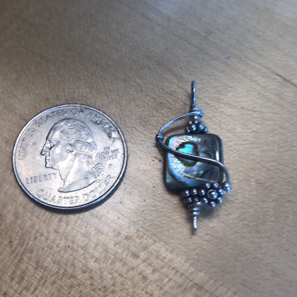 Handmade Sterling Silver and Abalone Shell Pendant - Picture 3 of 3